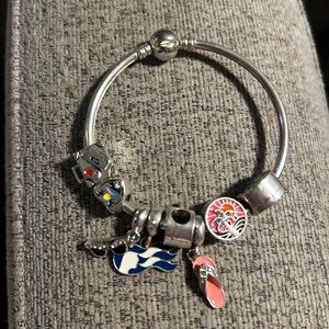 Princess Cruise unique silver charm bracelet